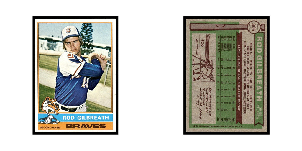 Rod Gilbreath 1976 Topps #306 Atlanta Braves Baseball Card EX