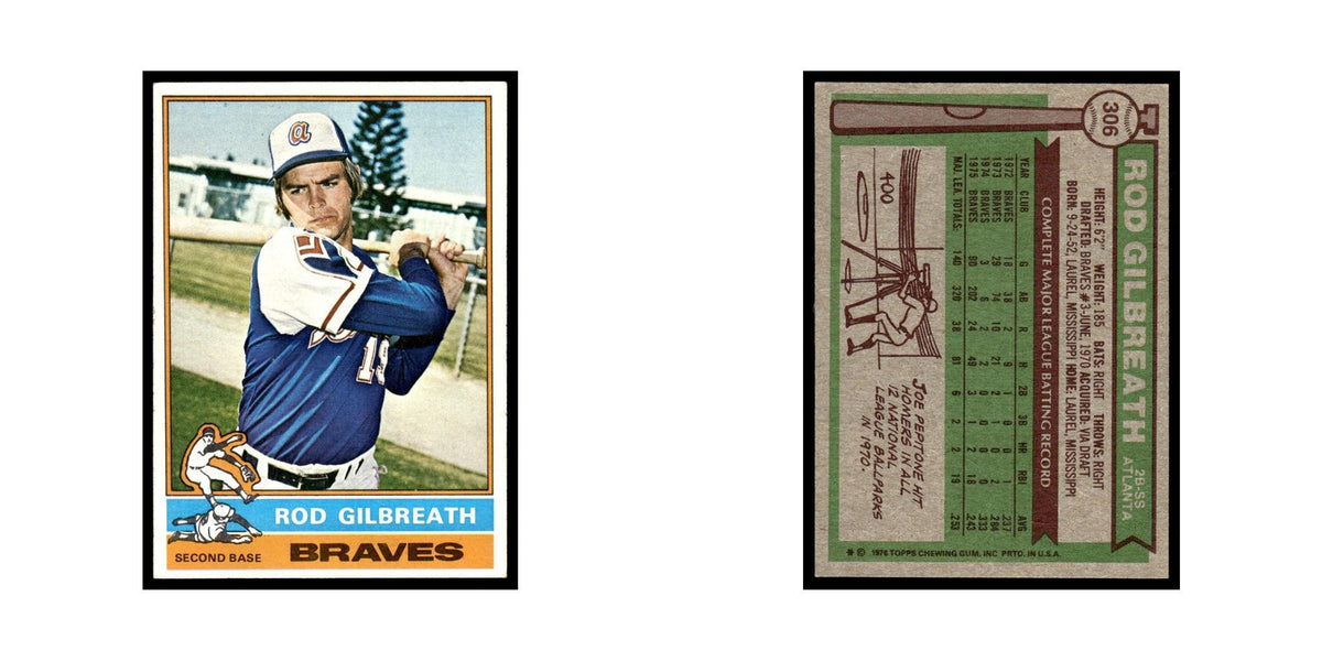 Rod Gilbreath 1976 Topps #306 Atlanta Braves Baseball Card EX