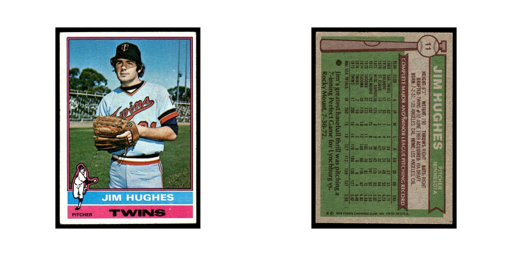 Jim Hughes 1976 Topps #11 Minnesota Twins Baseball Card EX