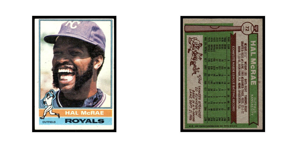 Hal McRae 1976 Topps #72 Kansas City Royals Baseball Card EX
