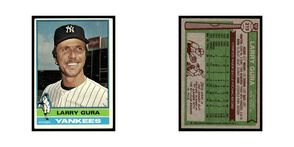 Larry Gura 1976 Topps #319 New York Yankees Baseball Card EX