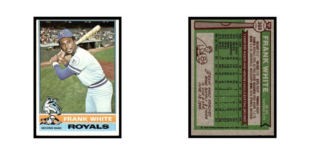 Frank White 1976 Topps #369 Kansas City Royals Baseball Card EX