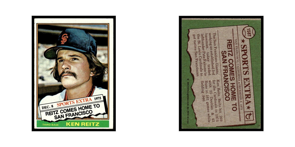 Ken Reitz 1976 Topps Traded #158T San Francisco Giants Baseball Card EX