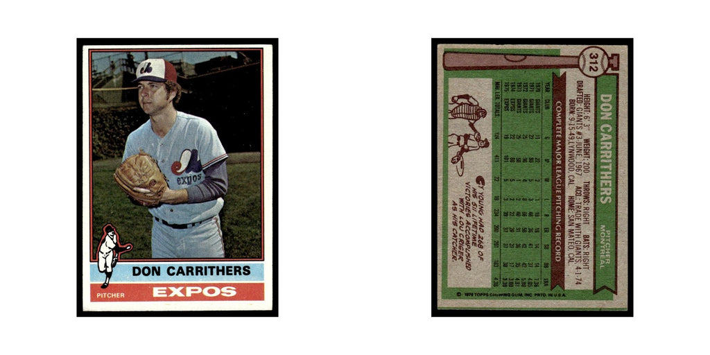 Don Carrithers 1976 Topps #312 Montreal Expos Baseball Card EX