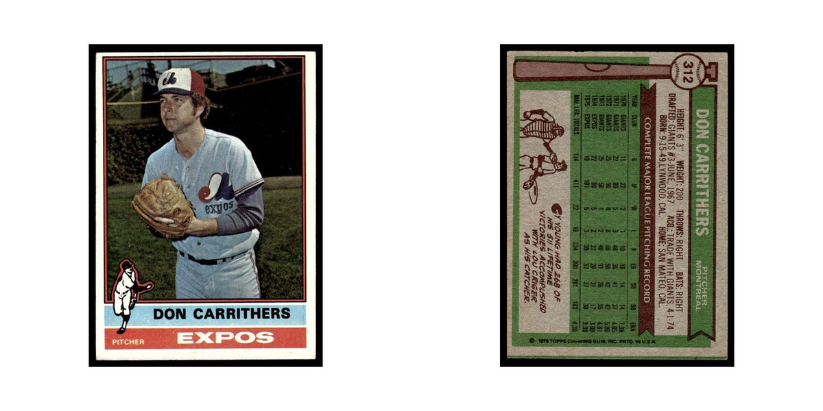 Don Carrithers 1976 Topps #312 Montreal Expos Baseball Card EX
