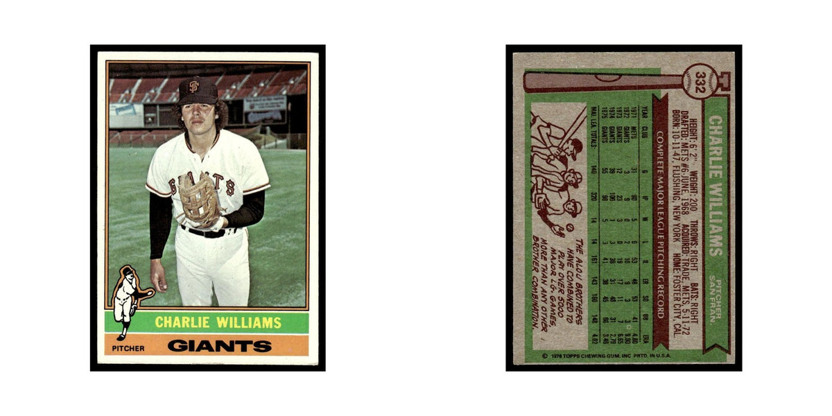 Charlie Williams 1976 Topps #332 San Francisco Giants Baseball Card EX