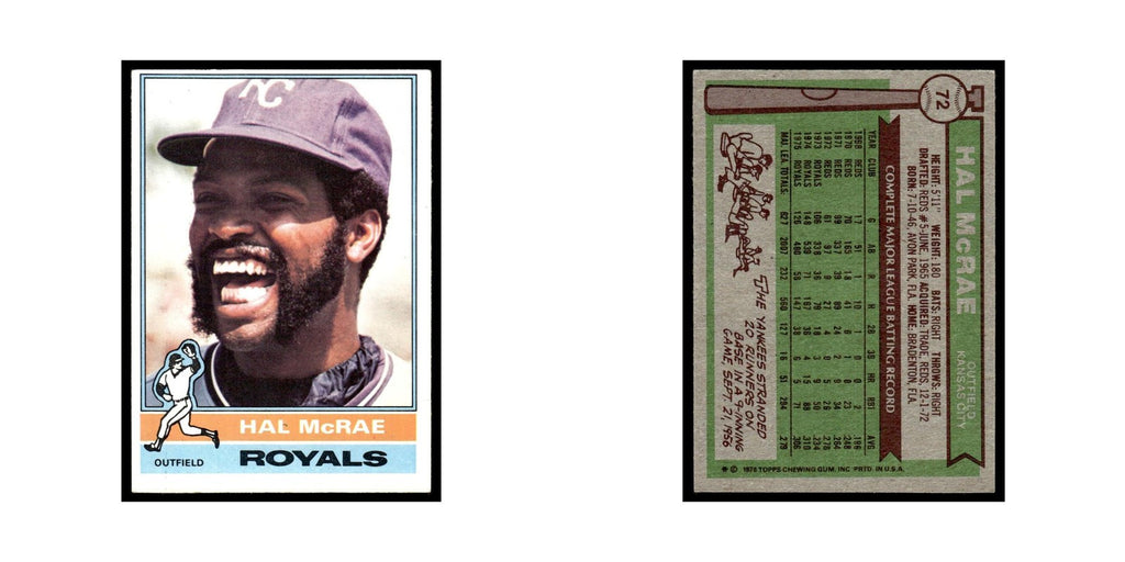 Hal McRae 1976 Topps #72 Kansas City Royals Baseball Card EX