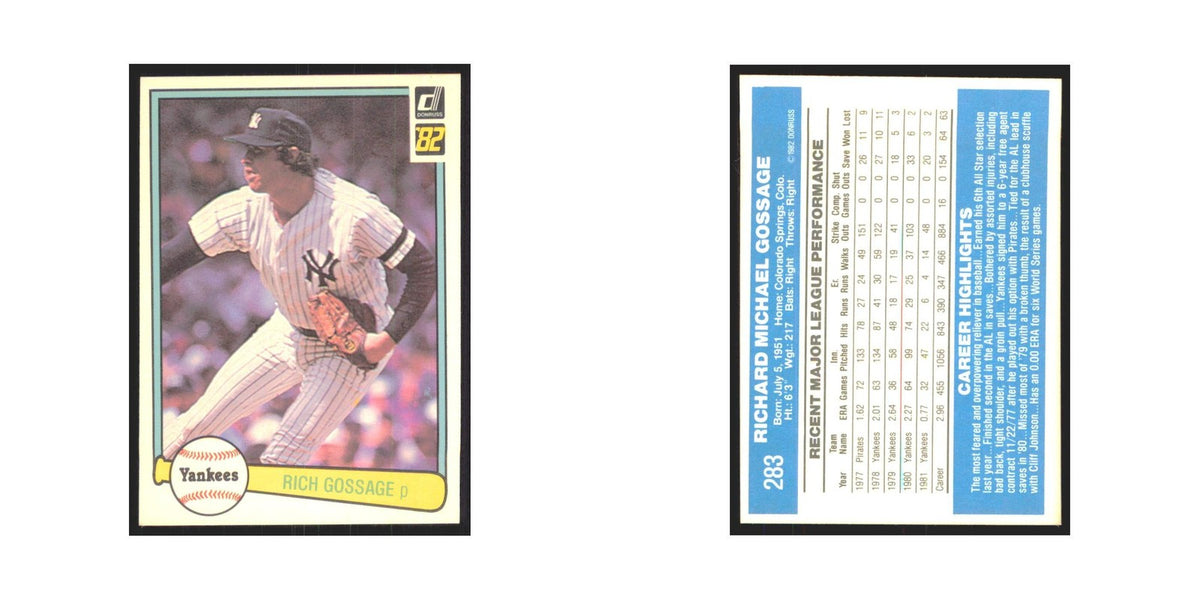 1982 Donruss Rich Gossage Yankees #283