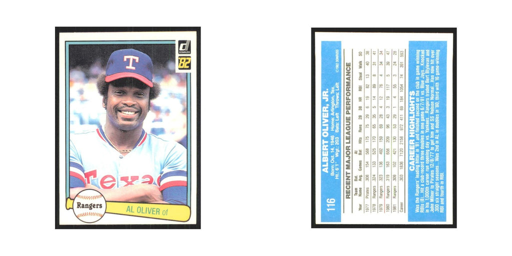 1982 Donruss Al Oliver Rangers #116