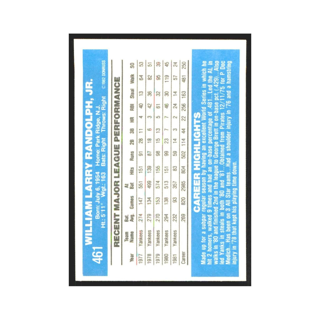 1982 Donruss Willie Randolph Yankees #461