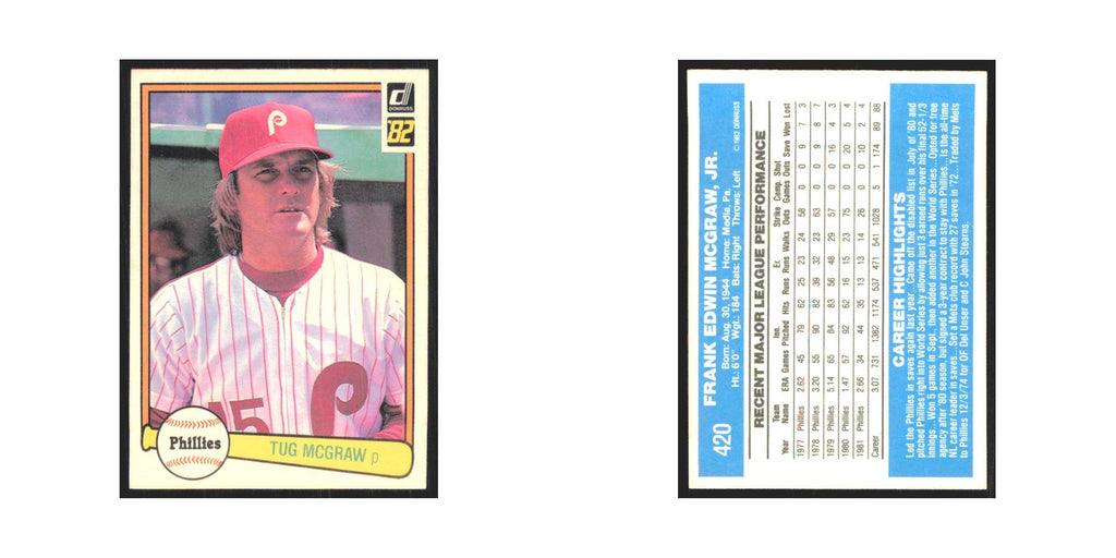 1982 Donruss Tug McGraw Phillies #420