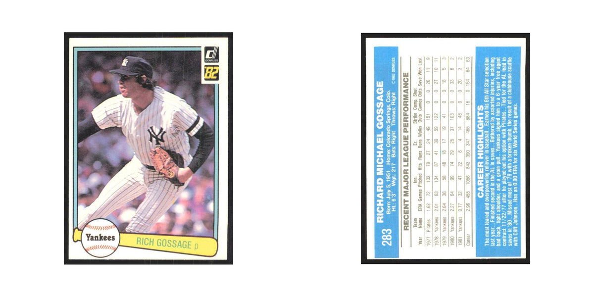 1982 Donruss Rich Gossage Yankees #283