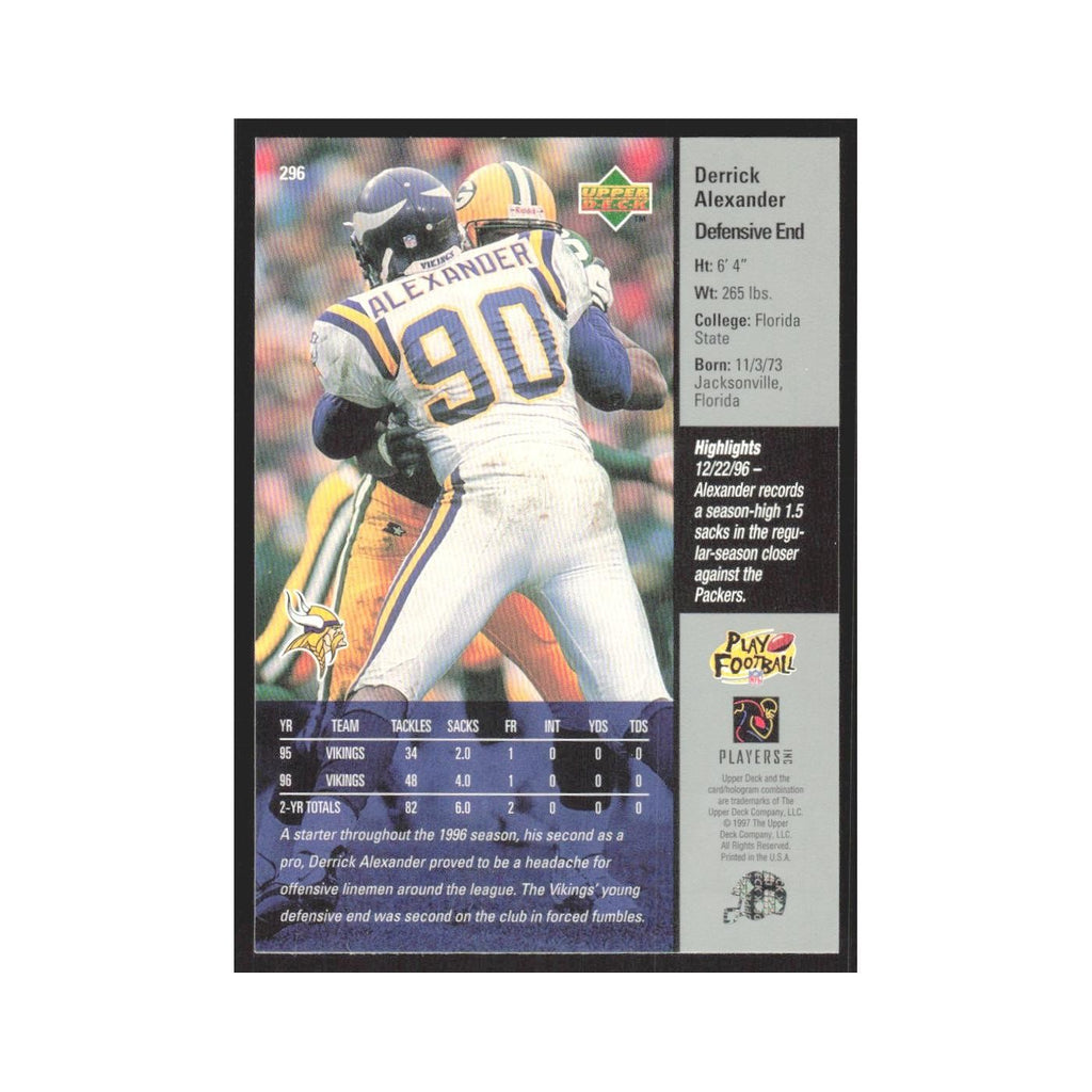 1997 Upper Deck Derrick Alexander Vikings #296