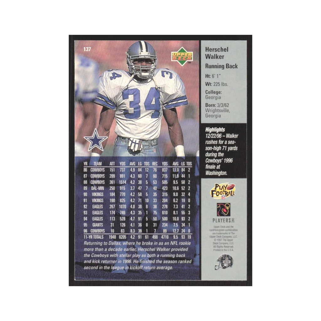 1997 Upper Deck Herschel Walker Cowboys #137