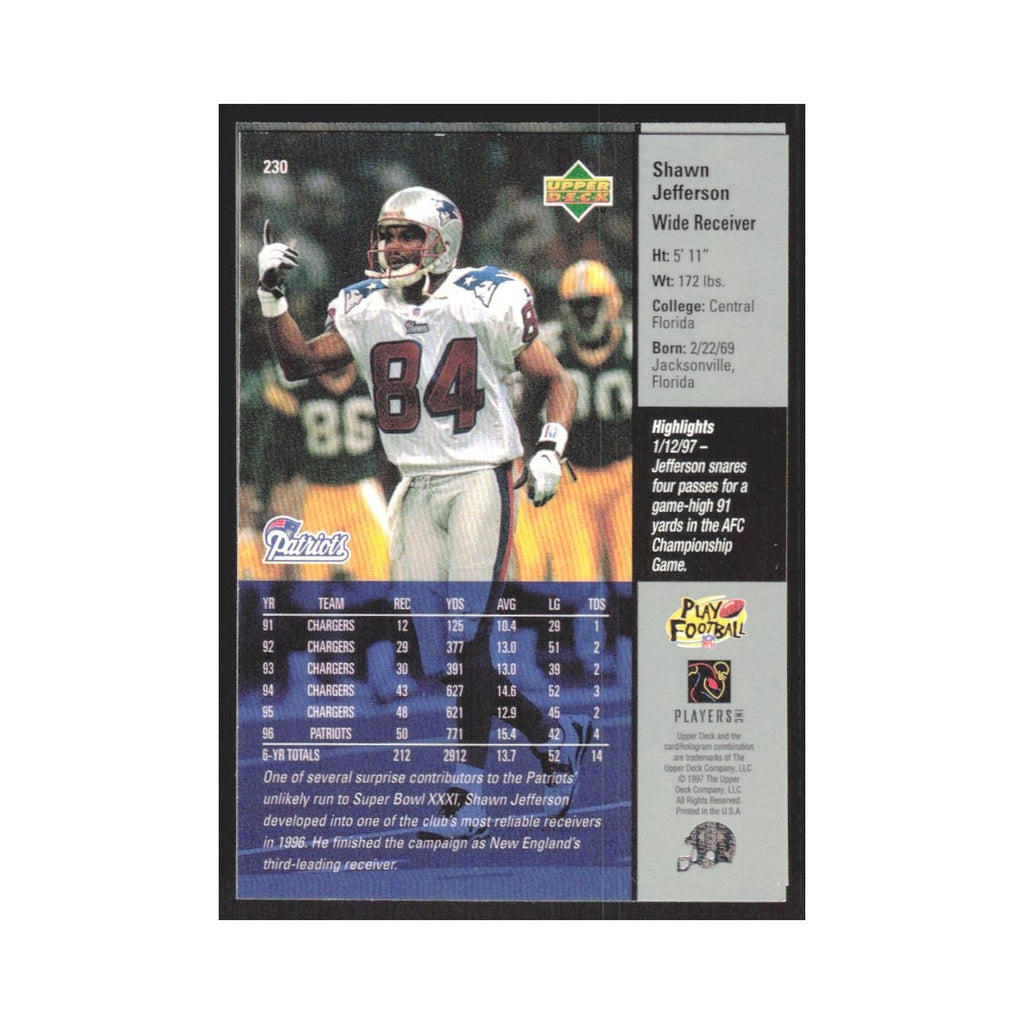 1997 Upper Deck Shawn Jefferson Patriots #230