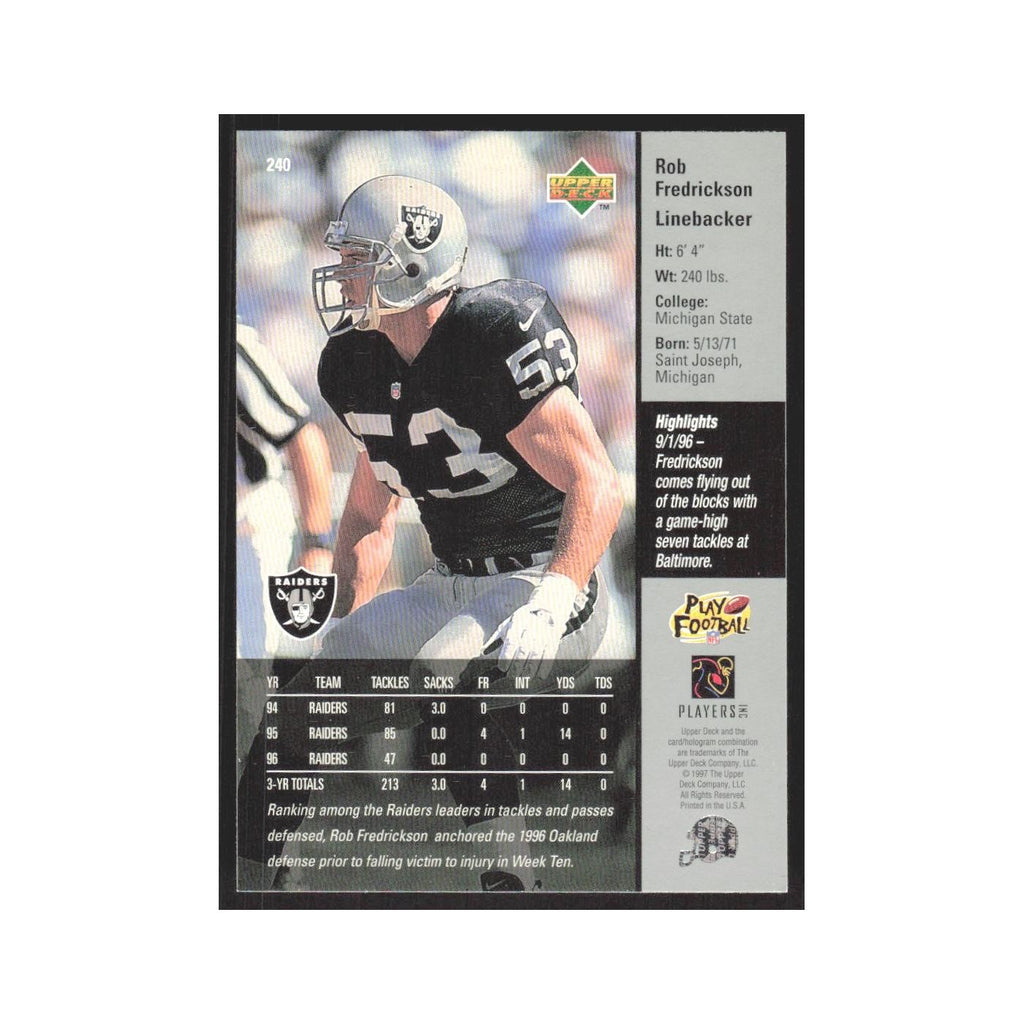 1997 Upper Deck Rob Fredrickson Raiders #240