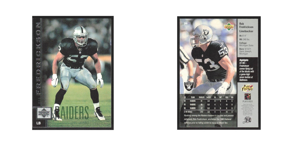 1997 Upper Deck Rob Fredrickson Raiders #240