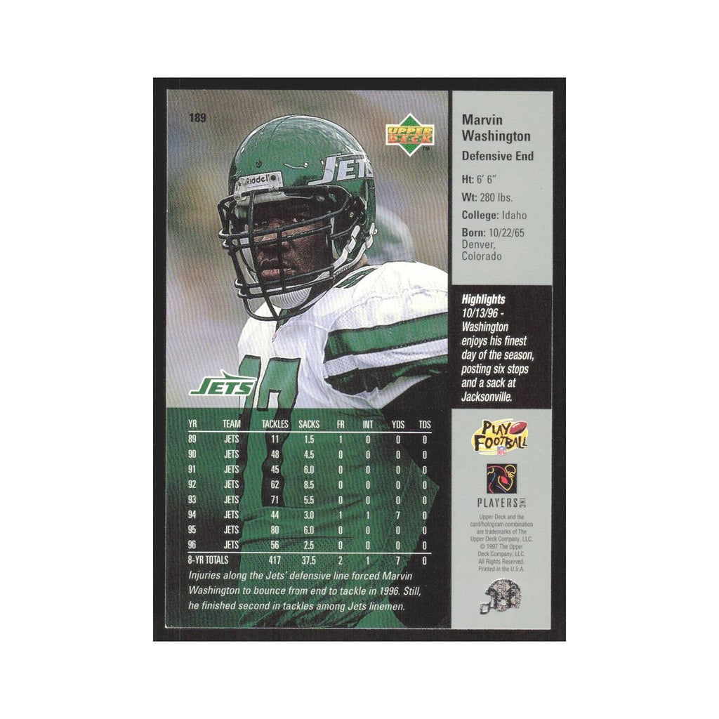 1997 Upper Deck Marvin Washington Jets #189
