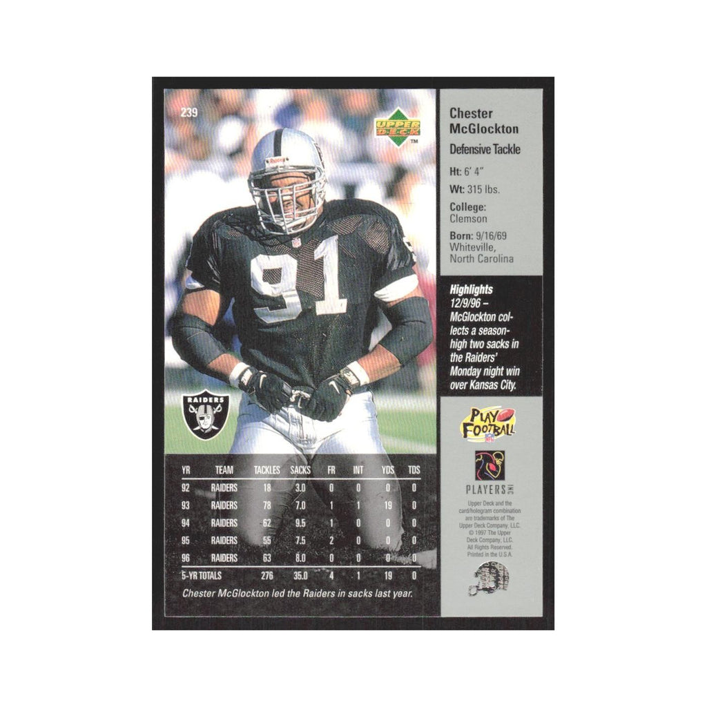 1997 Upper Deck Chester McGlockton Raiders #239