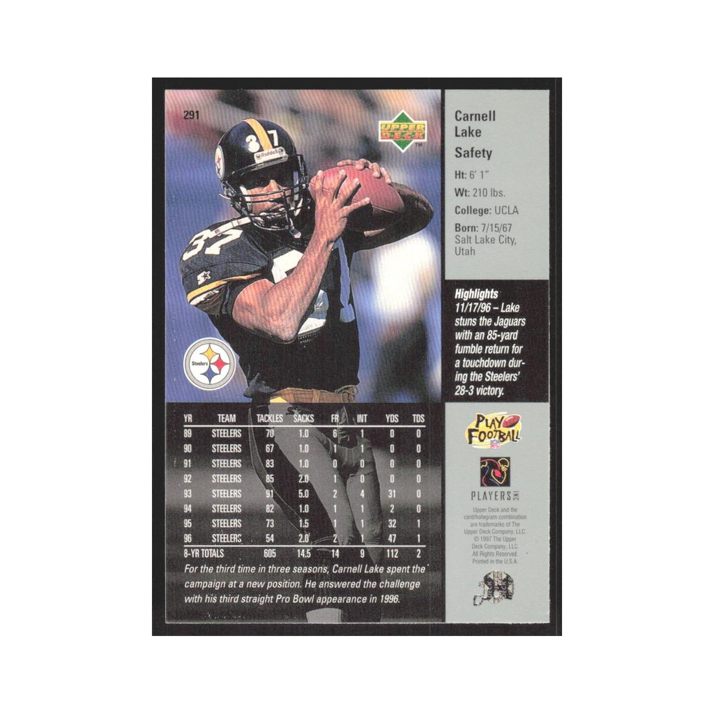 1997 Upper Deck Carnell Lake Steelers #291