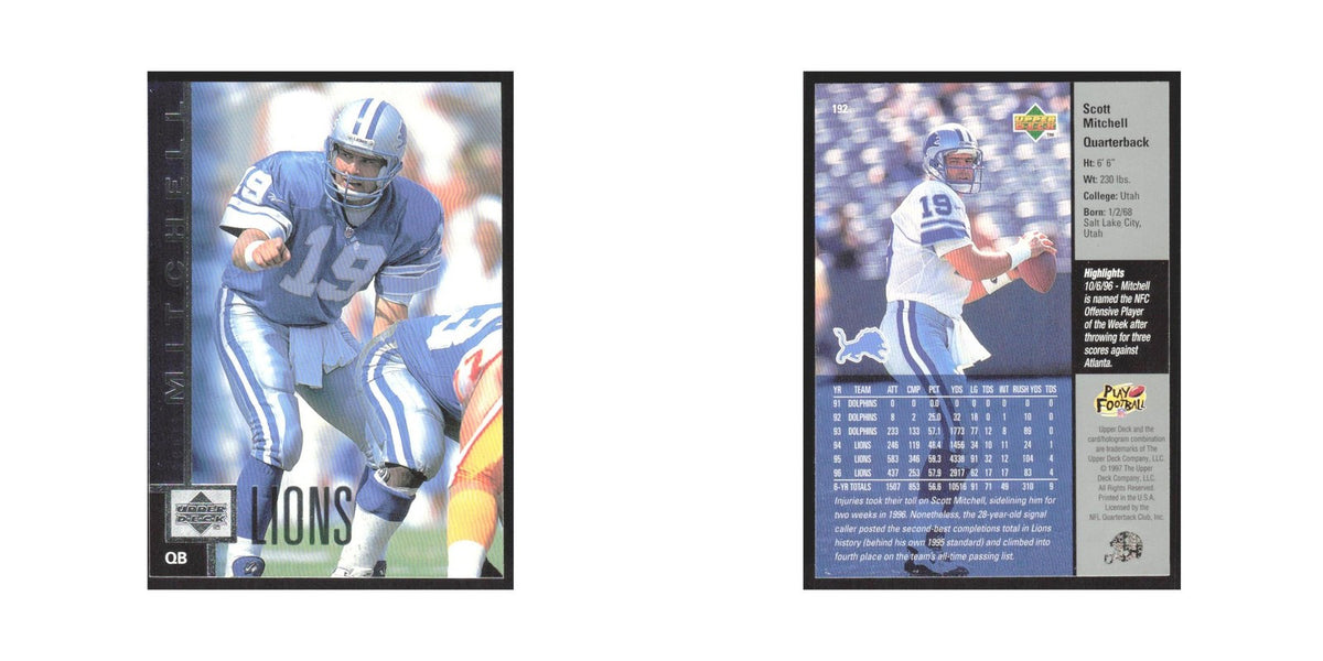 1997 Upper Deck Scott Mitchell Lions #192