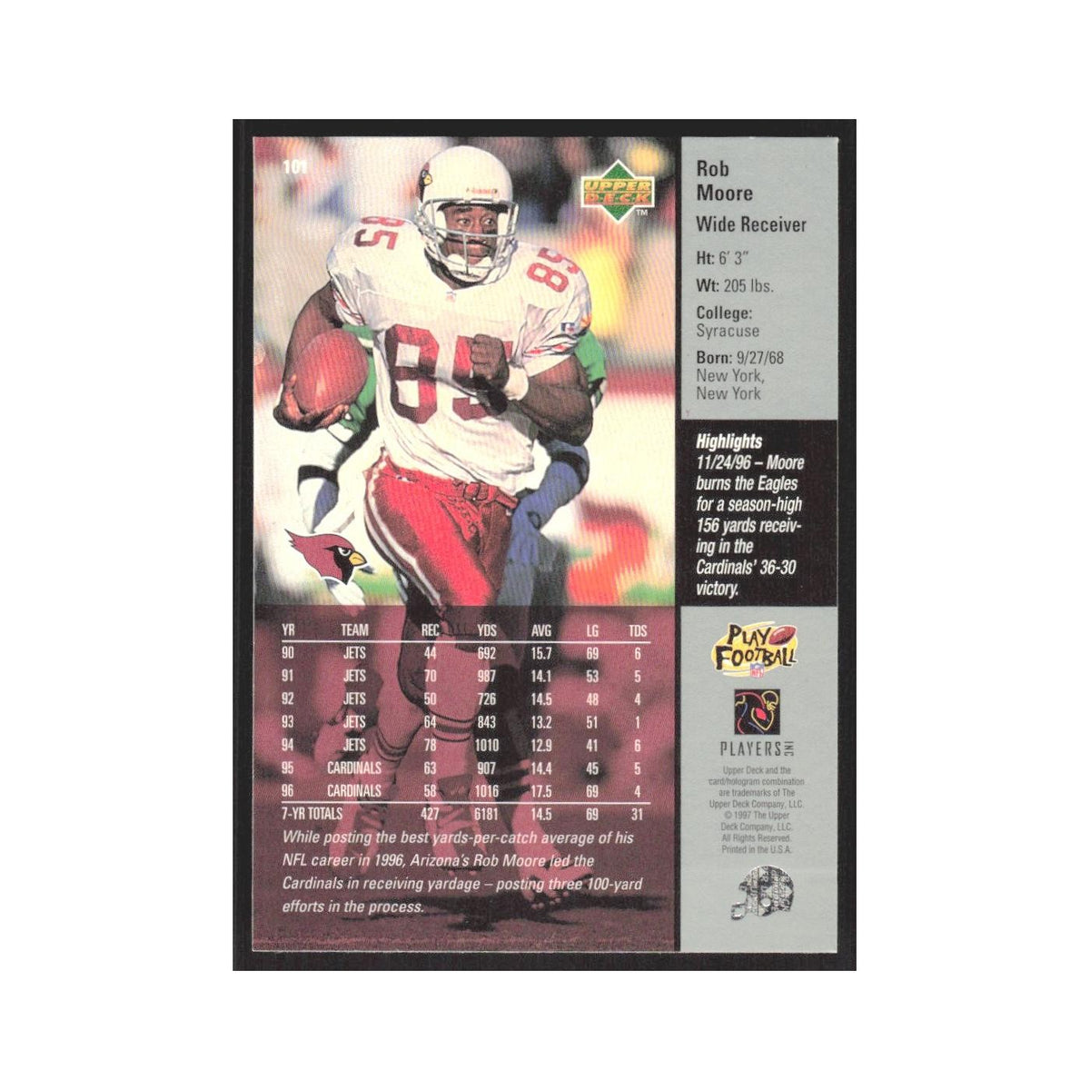 1997 Upper Deck Rob Moore Cardinals #101