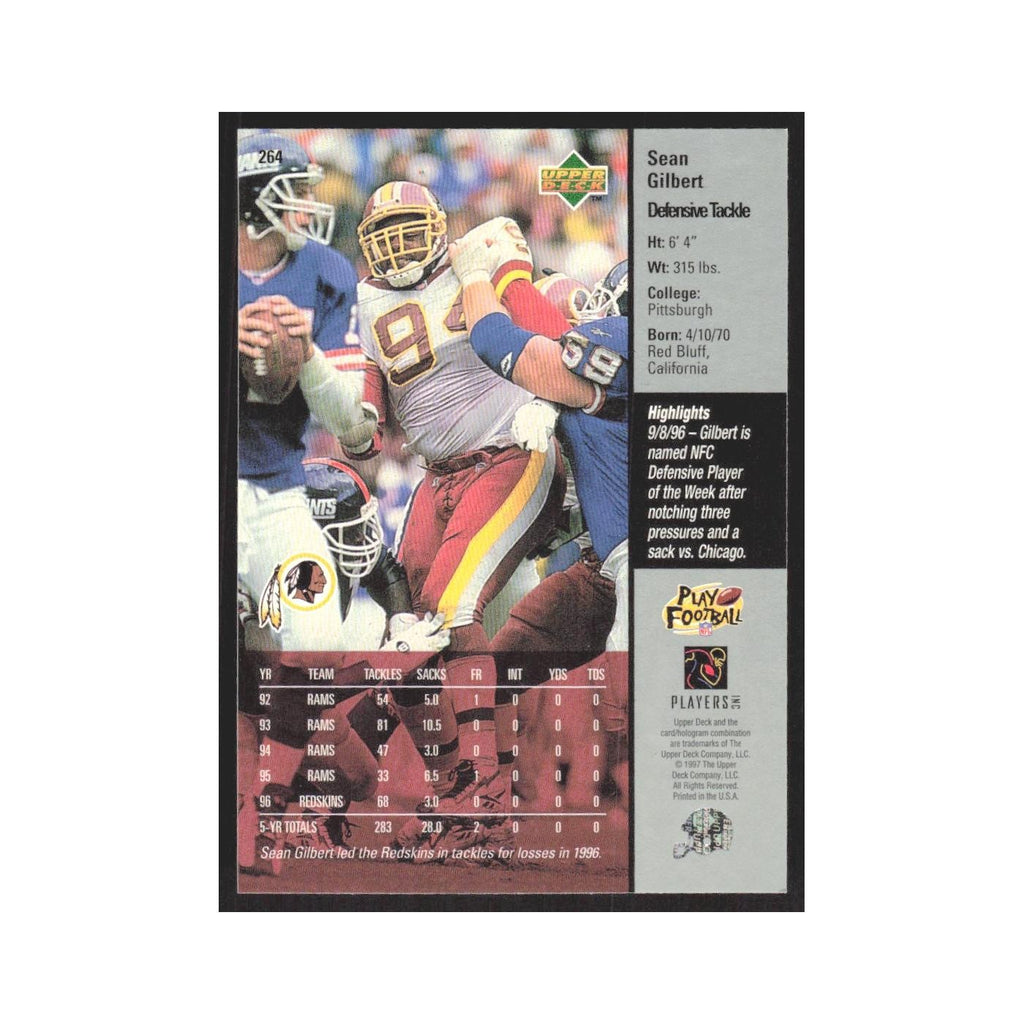 1997 Upper Deck Sean Gilbert Redskins #264