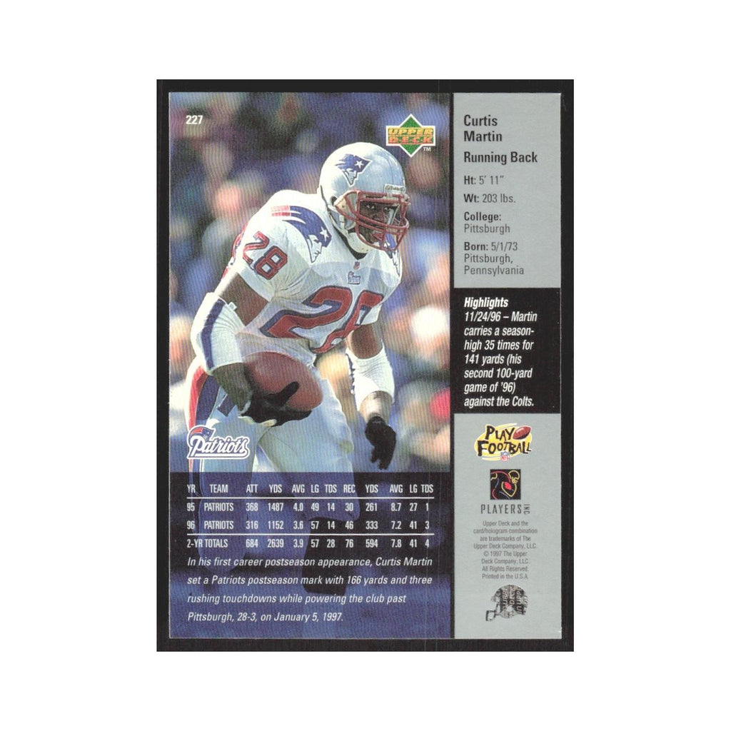 1997 Upper Deck Curtis Martin Patriots #227