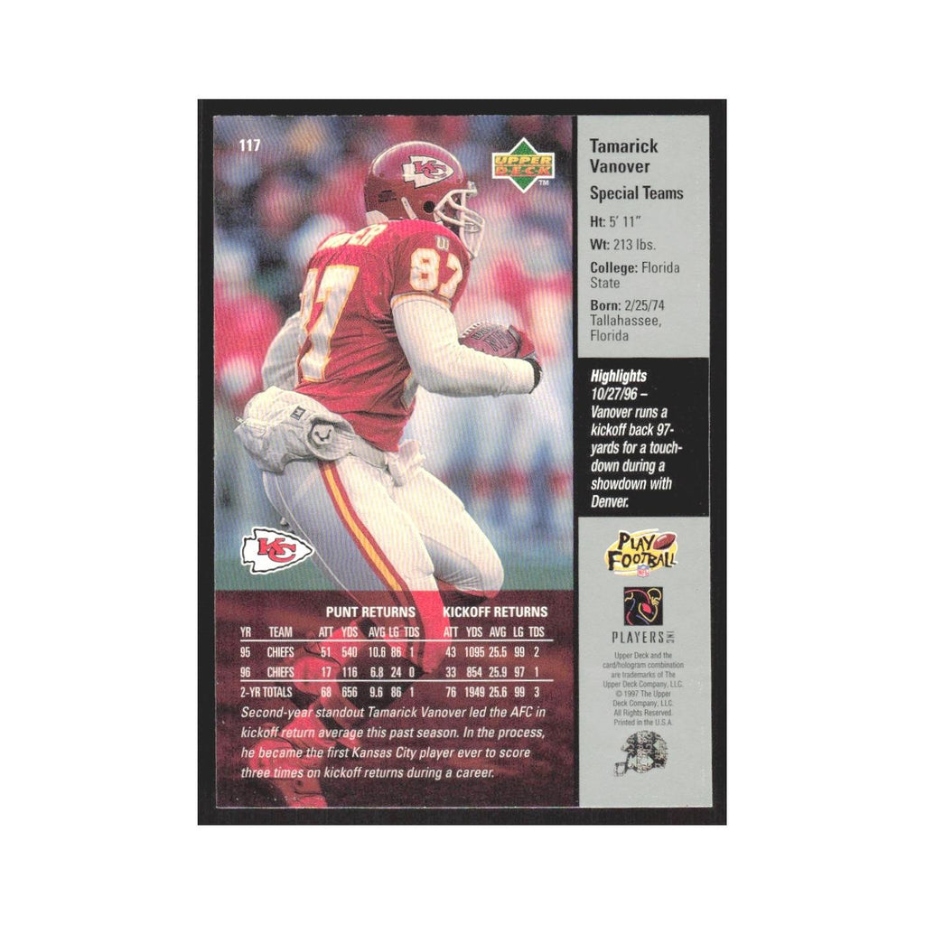 1997 Upper Deck Tamarick Vanover Chiefs #117