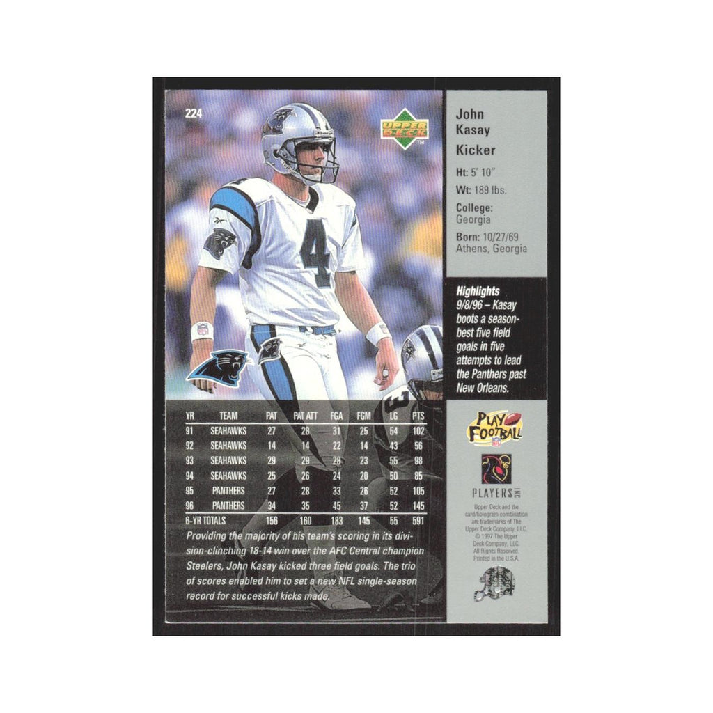 1997 Upper Deck John Kasay Panthers #224