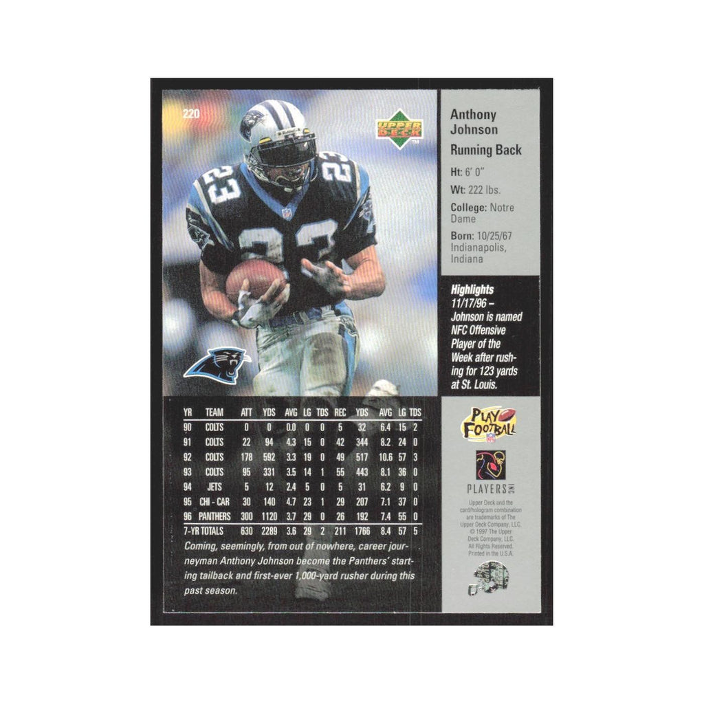1997 Upper Deck Anthony Johnson Panthers #220