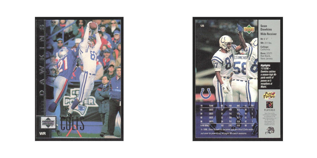 1997 Upper Deck Sean Dawkins Colts #125