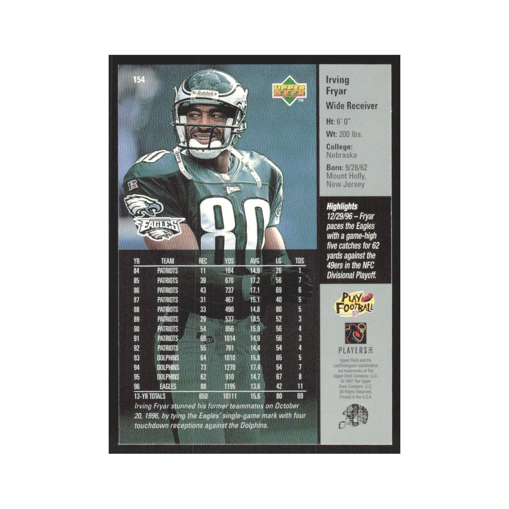 1997 Upper Deck Irving Fryar Eagles #154
