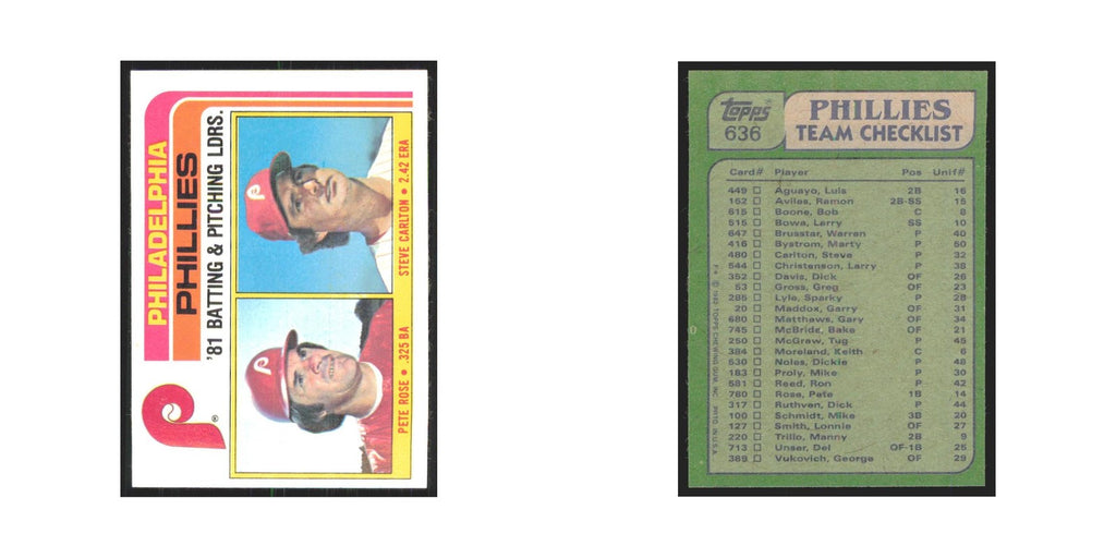 1982 Topps Pete Rose/Steve Carlton Phillies #636