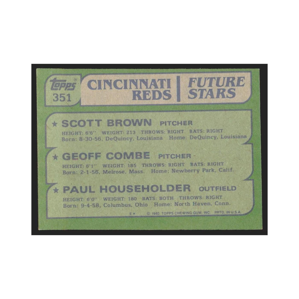 1982 Topps Scott Brown/Geoff Combe/Paul Householder Reds #351