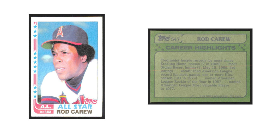 1982 Topps Rod Carew Angels #547