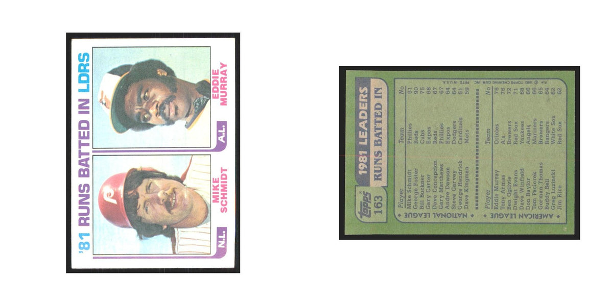 1982 Topps Mike Schmidt/Eddie Murray Philadelphia Phillies/Baltimore Orioles