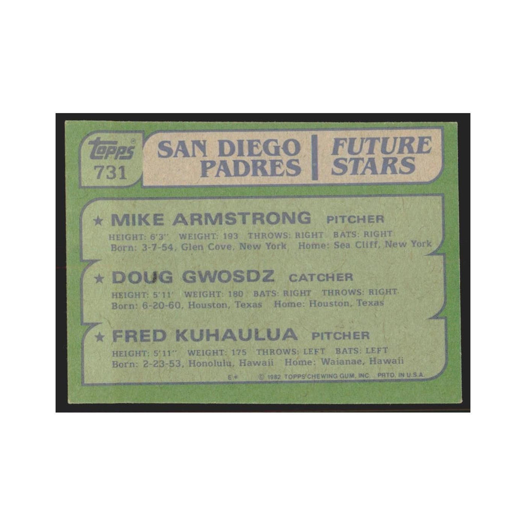 1982 Topps Mike Armstrong/Doug Gwosdz/Fred Kuhaulua Padres #731