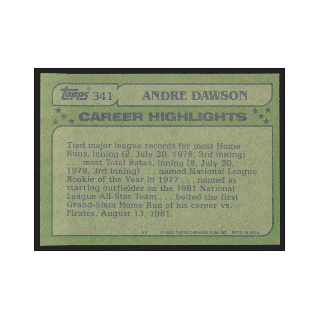 1982 Topps Andre Dawson Montreal Expos #341