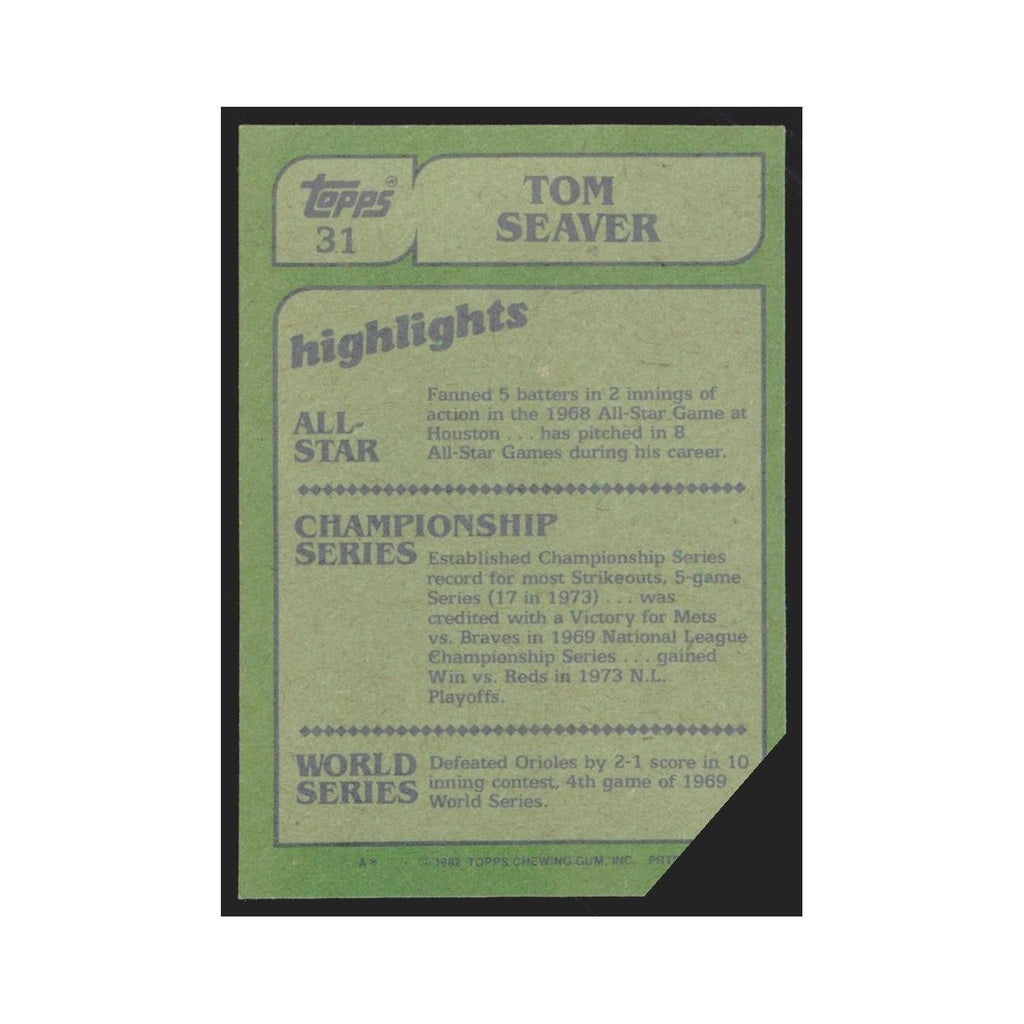 1982 Topps Tom Seaver Reds #31