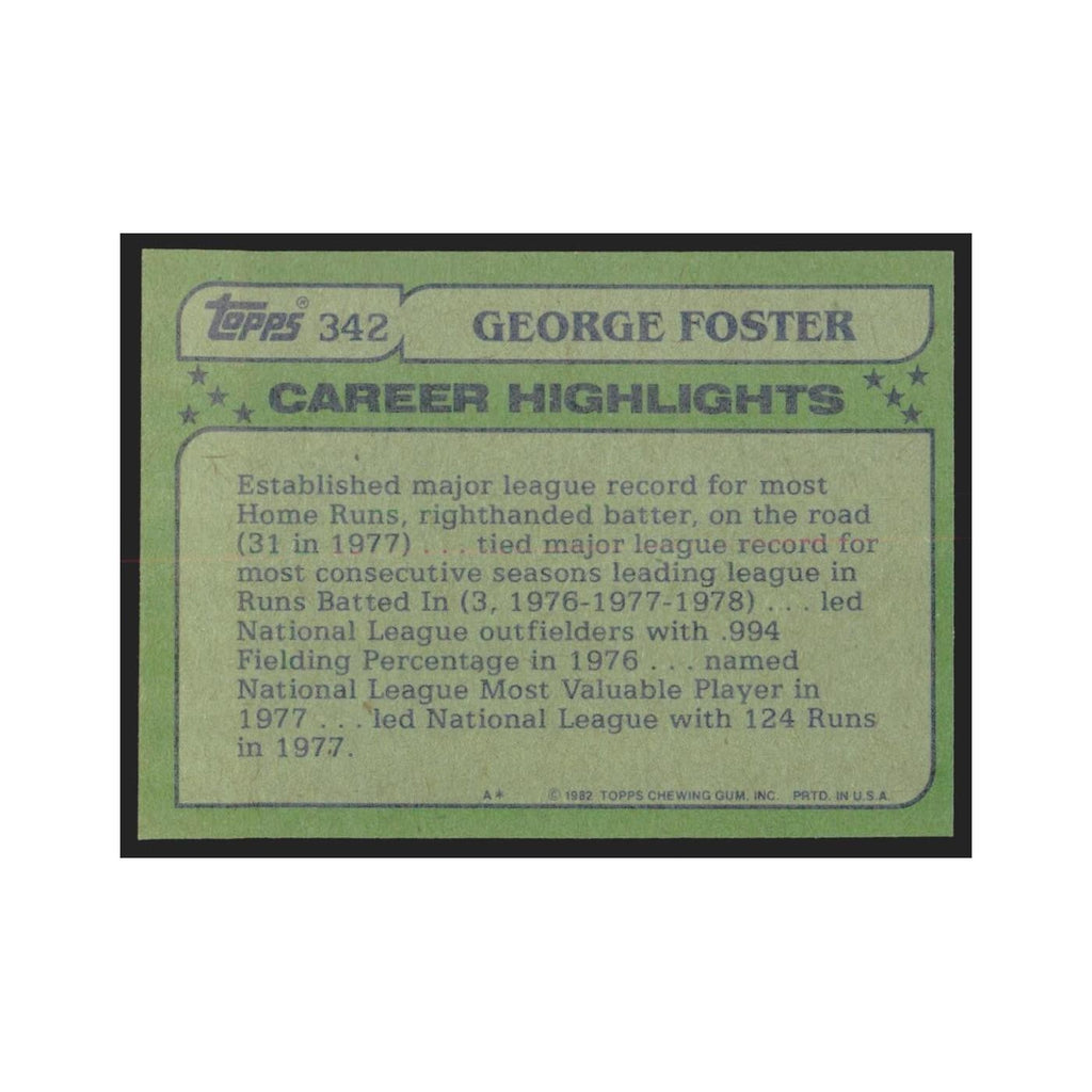 1982 Topps George Foster Reds #342