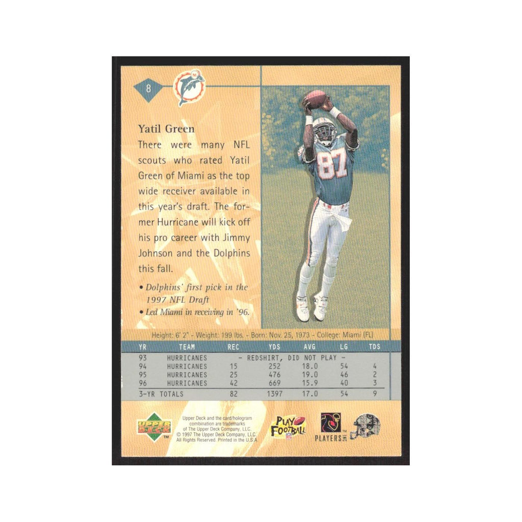 1997 Upper Deck Yatil Green RC Dolphins #8