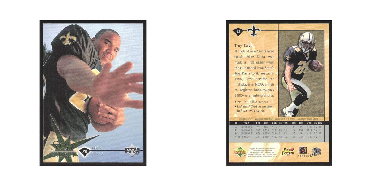 1997 Upper Deck Troy Davis RC Saints #23