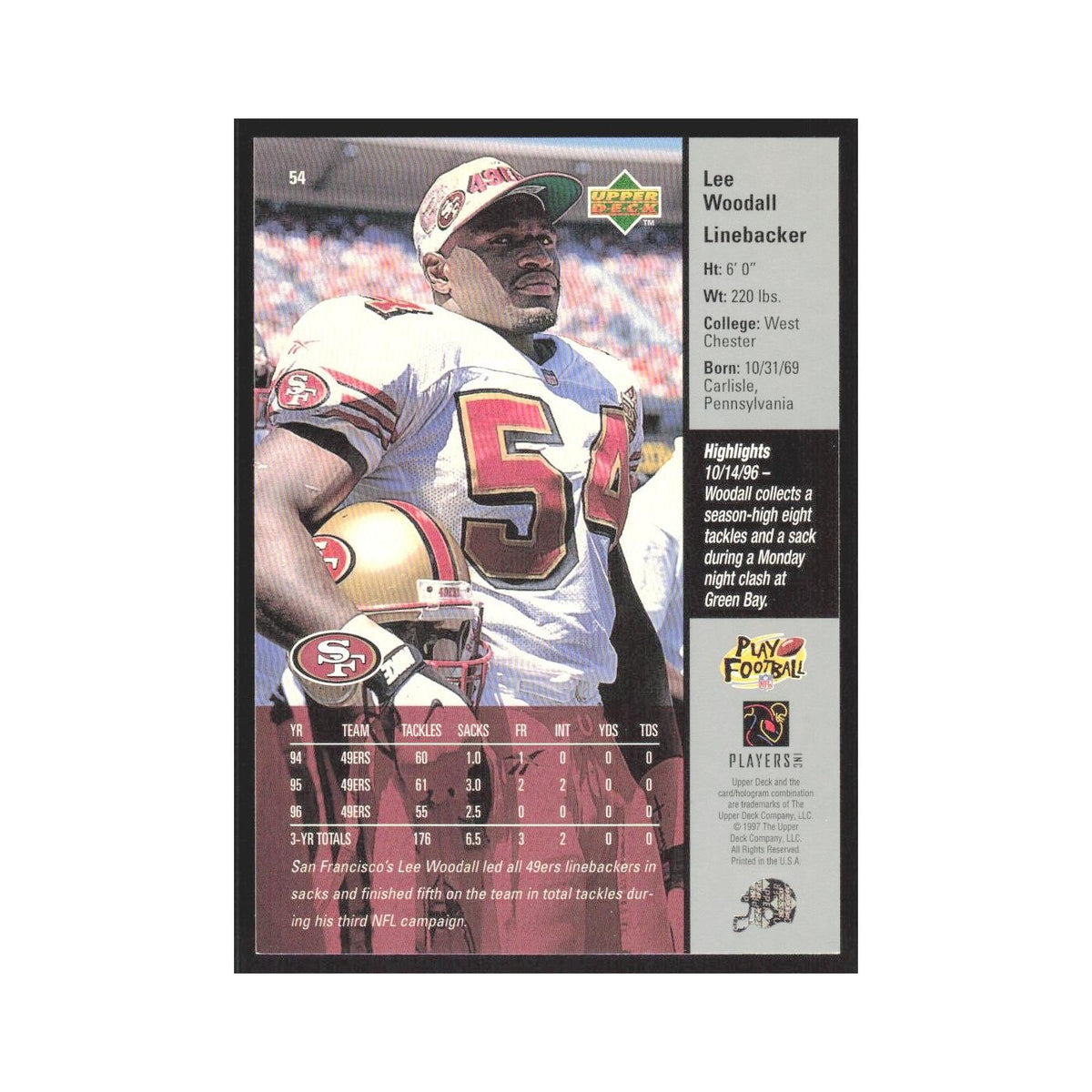1997 Upper Deck Lee Woodall 49ers #54