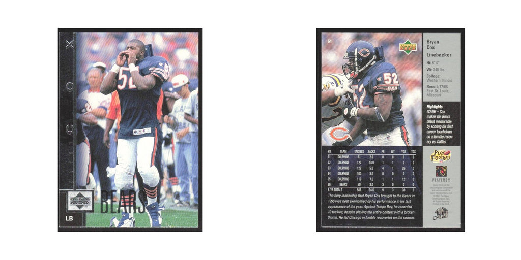 1997 Upper Deck Bryan Cox Bears #61