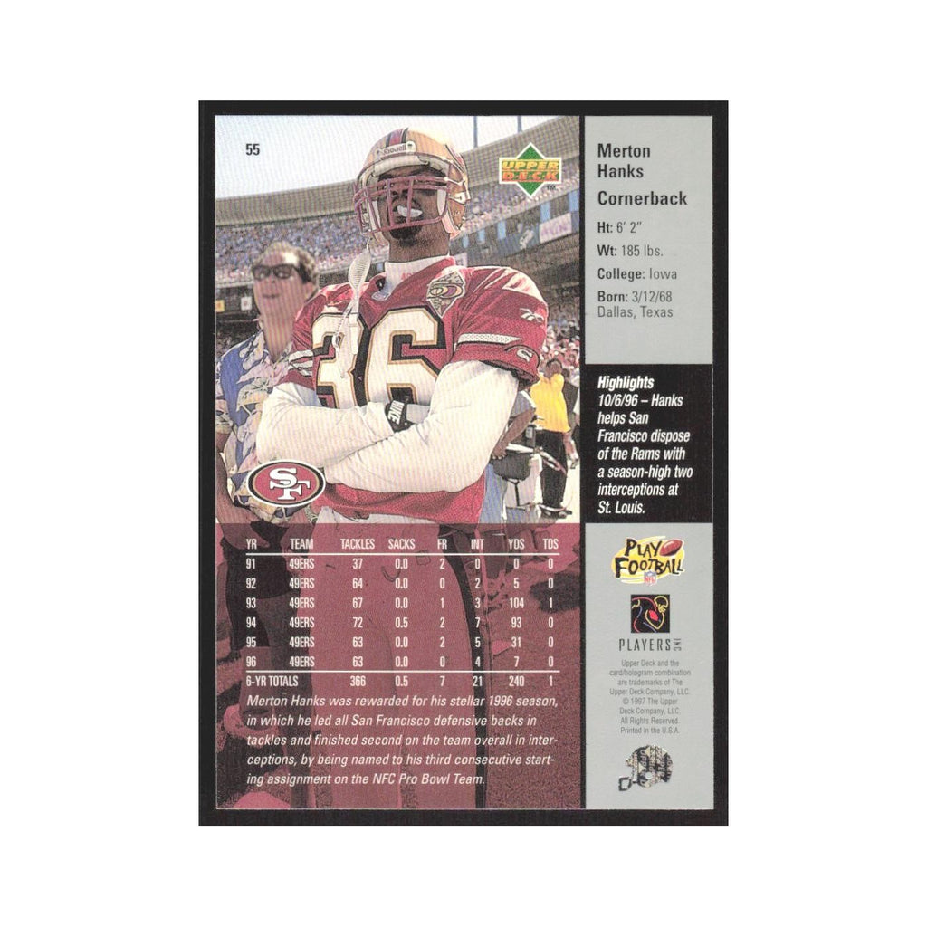 1997 Upper Deck Merton Hanks 49ers #55