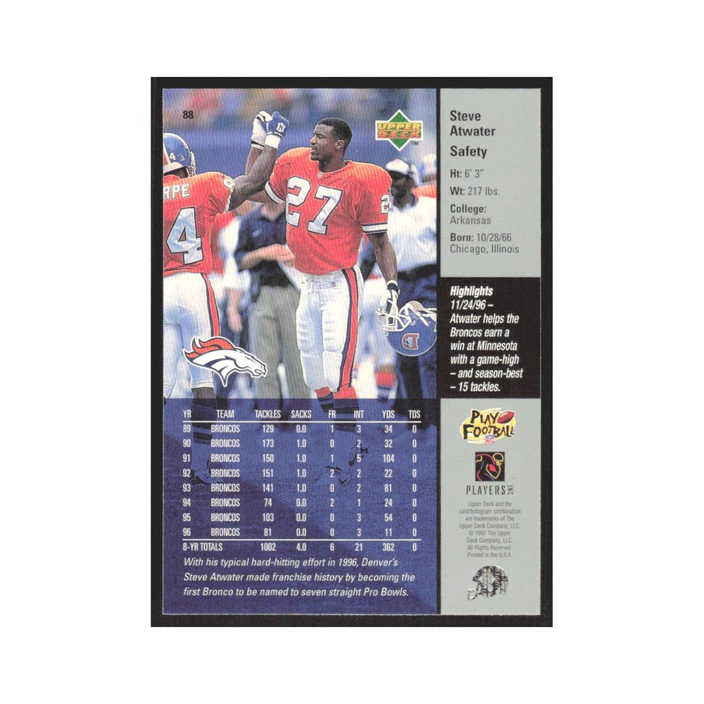 1997 Upper Deck Steve Atwater Broncos #88