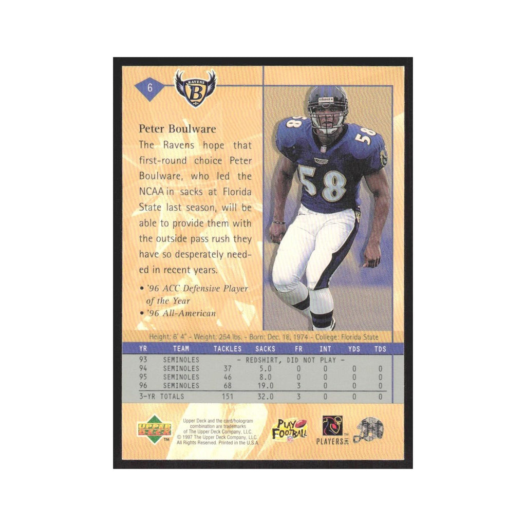 1997 Upper Deck Peter Boulware RC Ravens #6