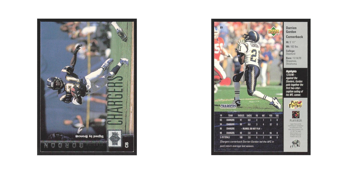 1997 Upper Deck Darrien Gordon Broncos #89