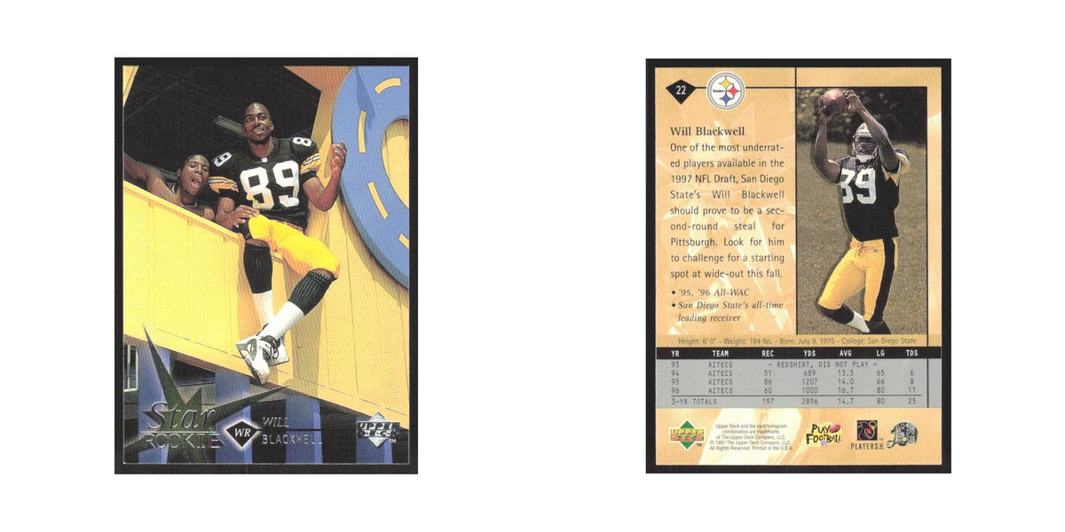 1997 Upper Deck Will Blackwell RC Steelers #22
